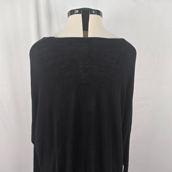 RDI Sweater Women's 1X Black Knit Long Sleeve High Low Hemline Pockets NWT - Picture 3 of 16